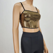 Load image into Gallery viewer, Sequins Spaghetti Strap Crop Tank Top (Gold)
