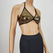 Load image into Gallery viewer, Backless Halter Sequin Back Tie Bikini Top
