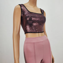 Load image into Gallery viewer, Sequins Crop Tank Top (Pink)
