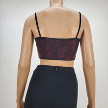 Load image into Gallery viewer, Sequins Spaghetti Strap Crop Tank Top (Burgundy)
